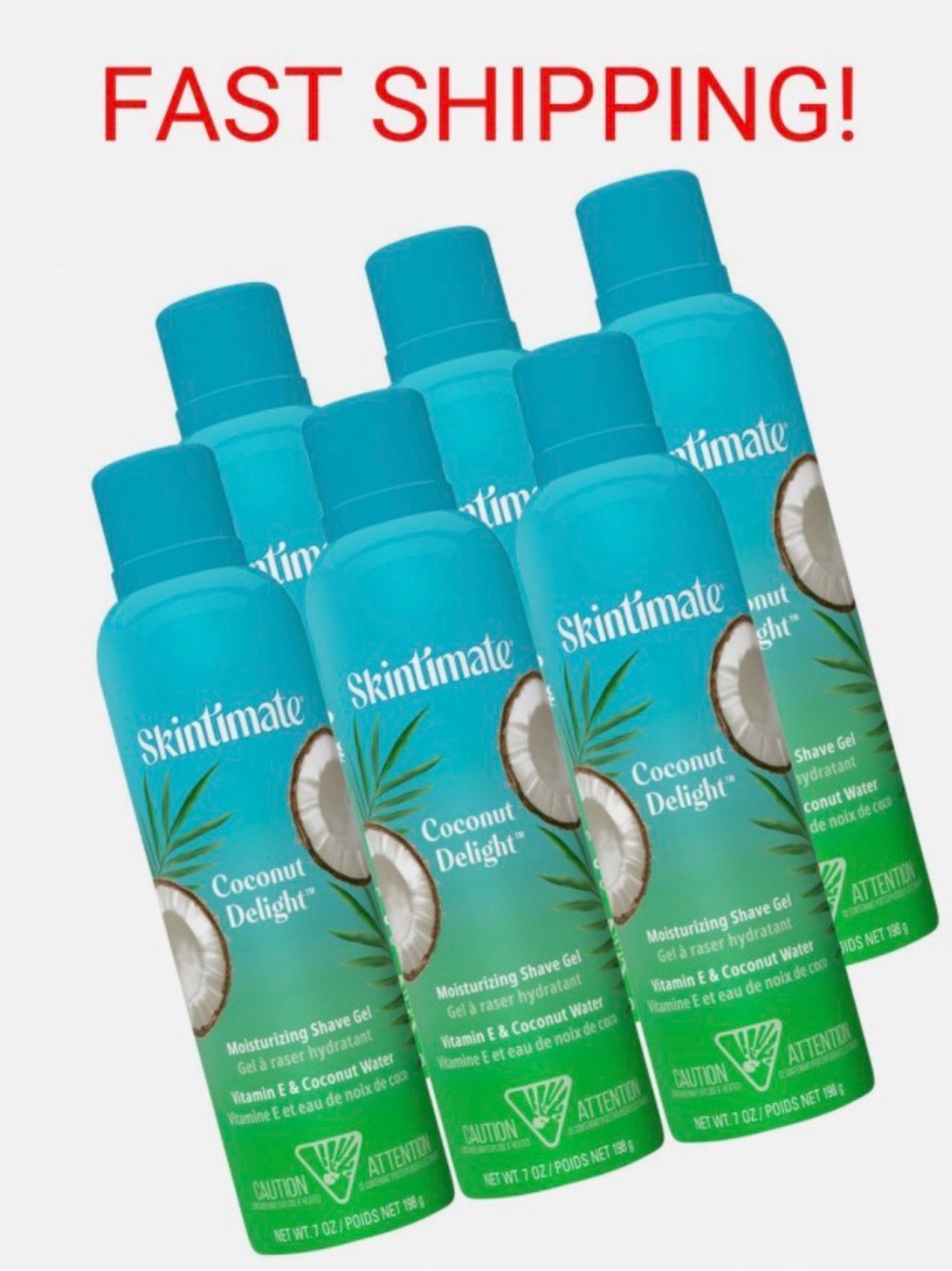 6 PACK Skintimate Coconut Delight Moisturizing Shave Gel - Blue/Green